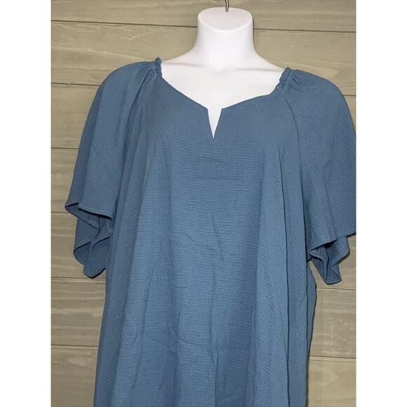 Bloom Chic V Neck Short Sleeve Top Tunic Womens Size 26 Blue Nwt - Picture 2 of 5